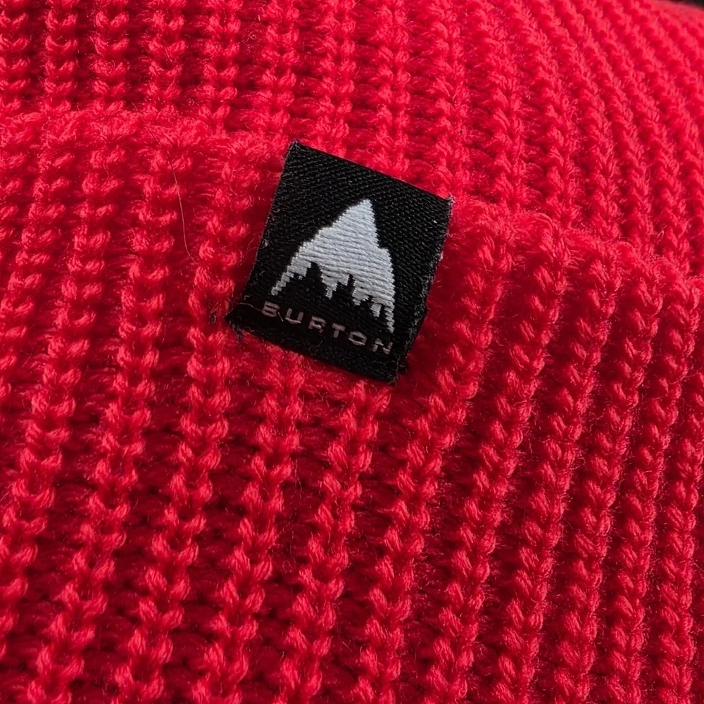 Burton Beanie Kids One Size Red Ribbed Knit Cuffed‎ Logo Snowboard Hat